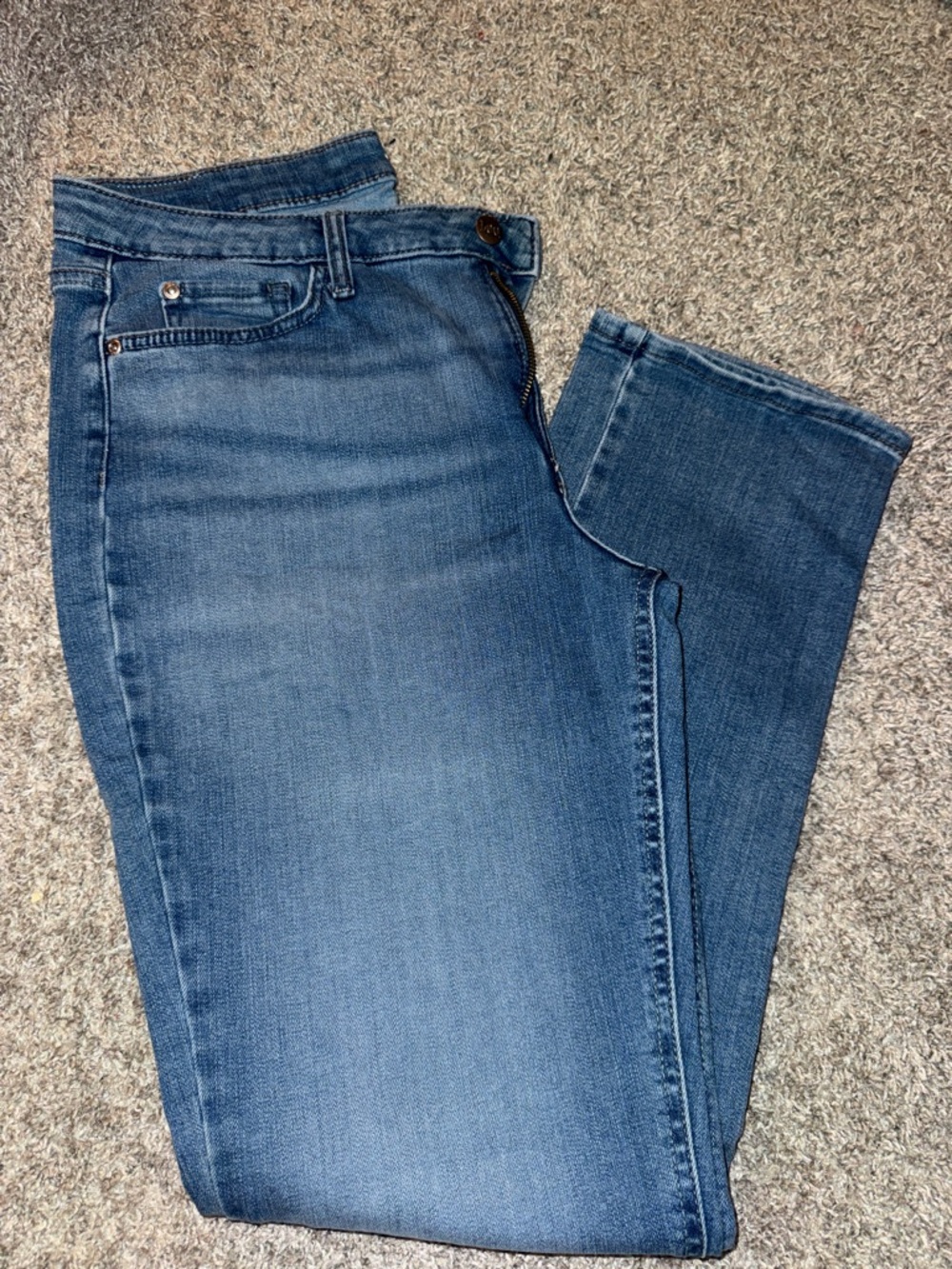 14 LONG Medium wash Blue Women's Jeans - Classic Straight leg, MID rise